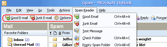 Spam Reader toolbar
